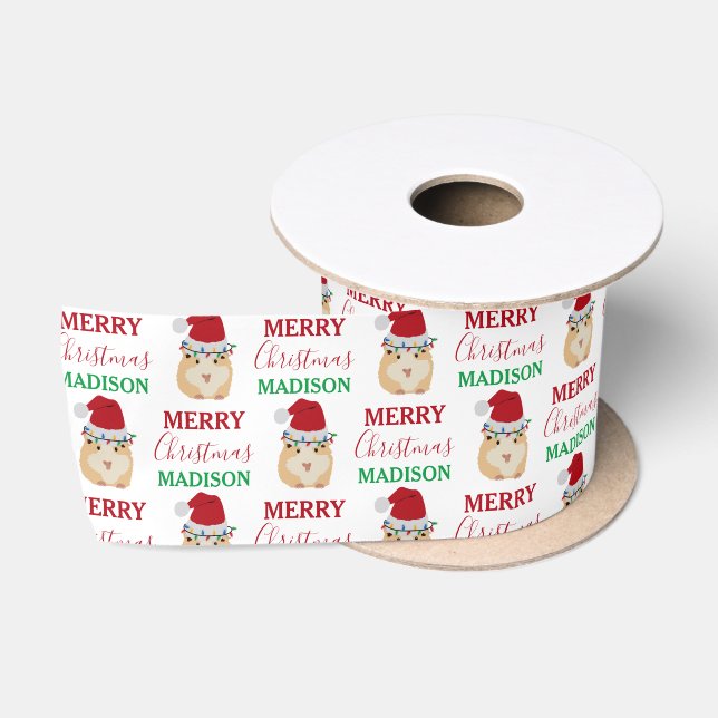 Niedlicher WeihnachtsHamster Funny Animal Weihnach Satinband (Spule)