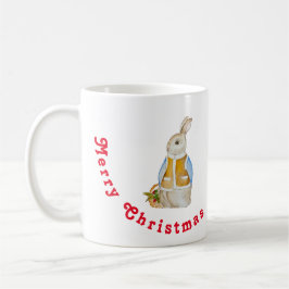 Niedlicher Weihnachtshase mit einem Korb mit Ficht Kaffeetasse