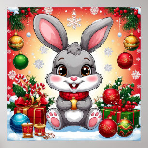 Niedlicher Weihnachtshase Poster