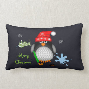 Niedlicher WeihnachtshockeyPenguin u. Lendenkissen