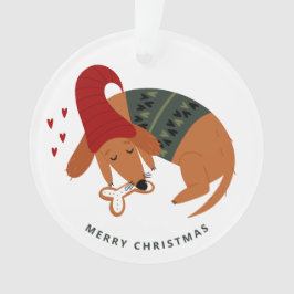 Niedlicher Weihnachtshund auf zwei Seiten Ornament
