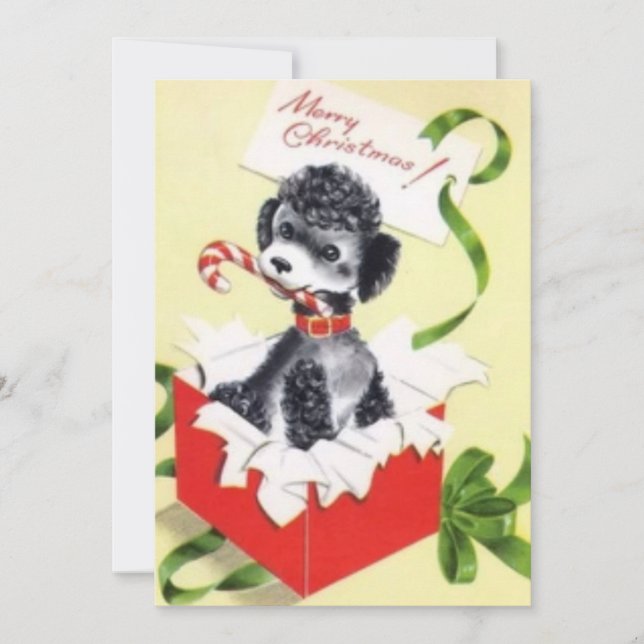 Niedlicher Weihnachtshund Feiertagskarte (Vorderseite)