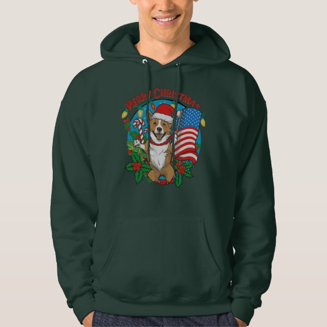 Niedlicher Weihnachtshund Hoodie (Vorderseite)