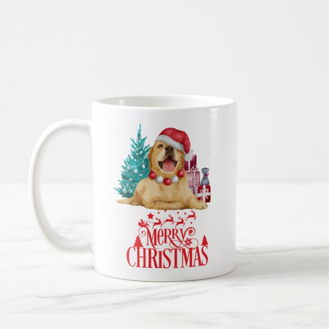 Niedlicher Weihnachtshund Kaffeetasse (Links)