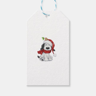 Niedlicher Weihnachtshund mit Weihnachtsmannmütze  Geschenkanhänger