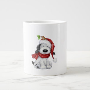 Niedlicher Weihnachtshund mit Weihnachtsmannmütze Jumbo-Tasse