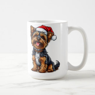 Niedlicher Weihnachtshund mit Weihnachtsmannmütze Kaffeetasse