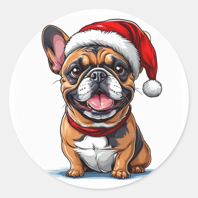 Niedlicher Weihnachtshund Runder Aufkleber (Vorderseite)