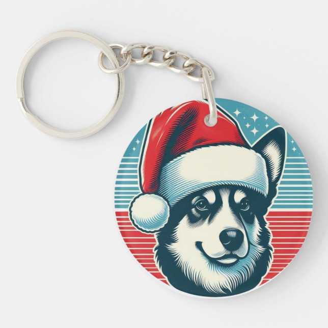 Niedlicher Weihnachtshund Schlüsselanhänger (Vorderseite)