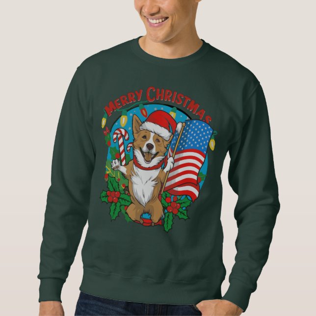 Niedlicher Weihnachtshund Sweatshirt (Vorderseite)