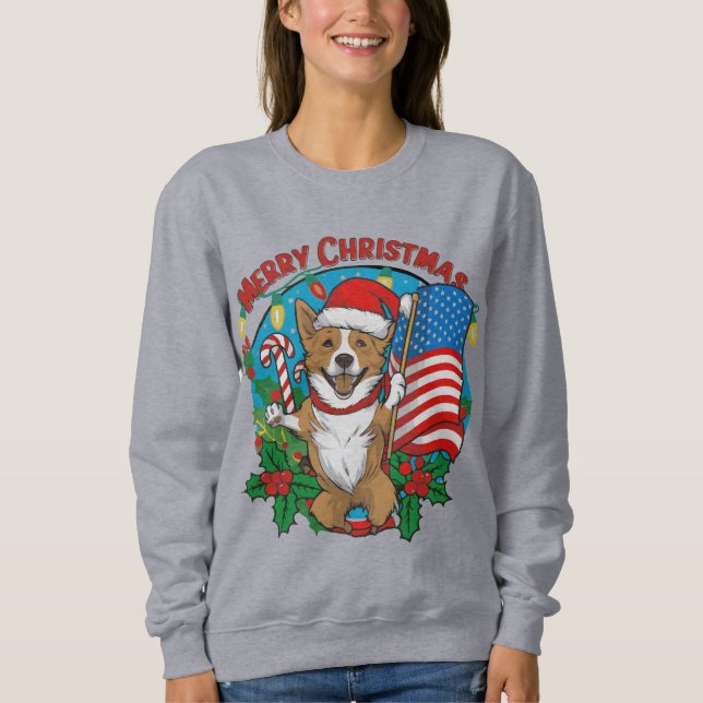 Niedlicher Weihnachtshund Sweatshirt (Vorderseite)