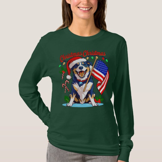 Niedlicher Weihnachtshund T-Shirt (Vorderseite)