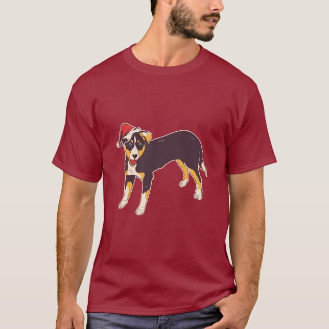 Niedlicher Weihnachtshund T-Shirt (Vorderseite)
