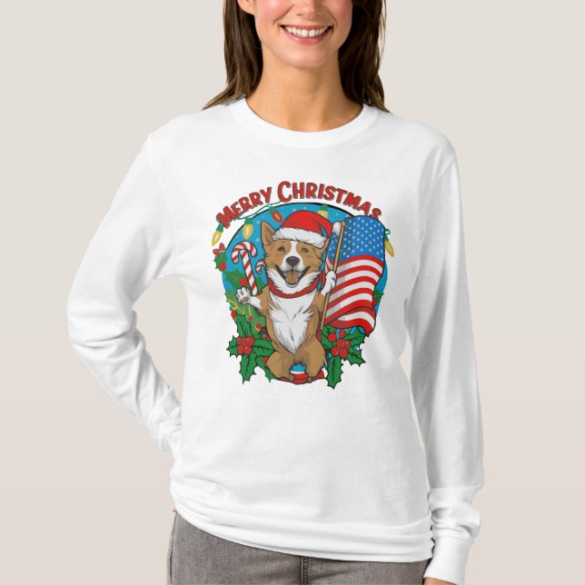 Niedlicher Weihnachtshund T-Shirt (Vorderseite)