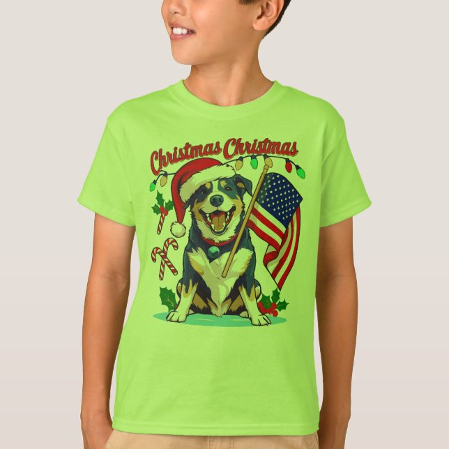 Niedlicher Weihnachtshund T-Shirt (Vorderseite)