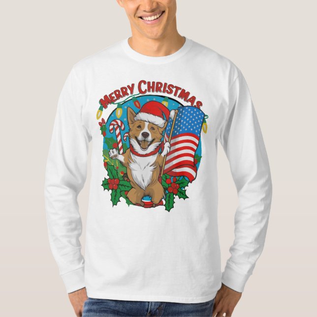Niedlicher Weihnachtshund T-Shirt (Vorderseite)