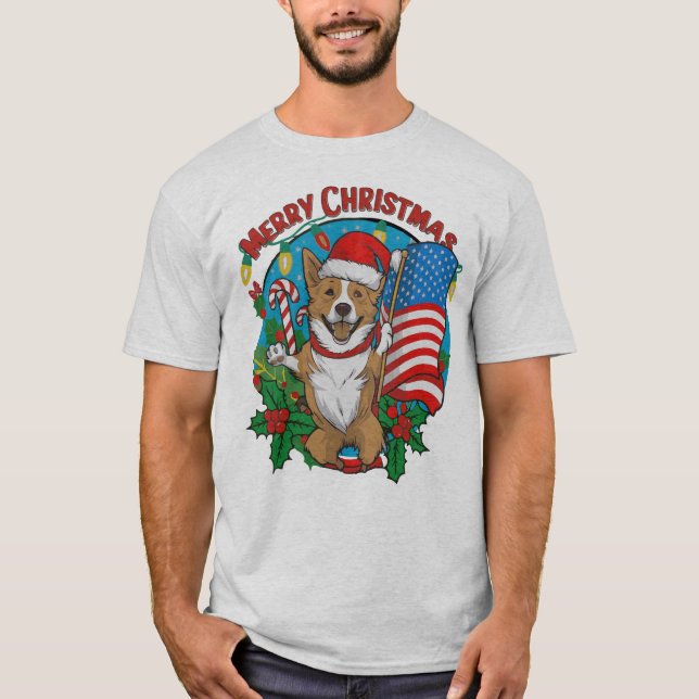 Niedlicher Weihnachtshund T-Shirt (Vorderseite)
