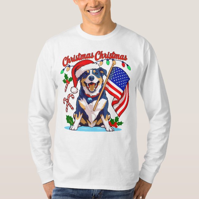 Niedlicher Weihnachtshund T-Shirt (Vorderseite)