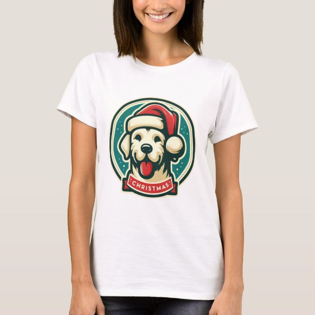 Niedlicher Weihnachtshund T-Shirt (Vorderseite)