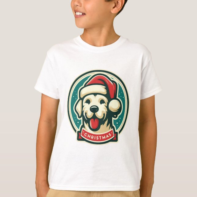 Niedlicher Weihnachtshund T-Shirt (Vorderseite)