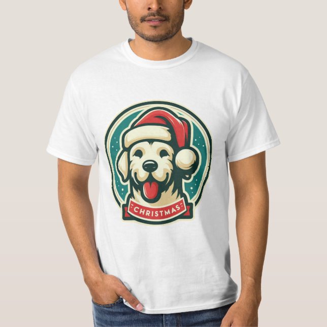Niedlicher Weihnachtshund T-Shirt (Vorderseite)