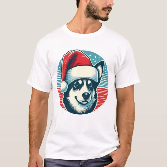Niedlicher Weihnachtshund T-Shirt (Vorderseite)