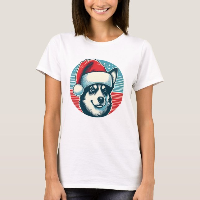 Niedlicher Weihnachtshund T-Shirt (Vorderseite)