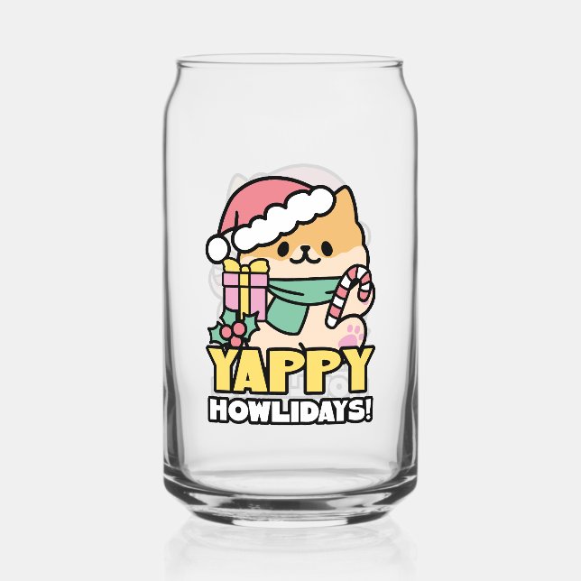 Niedlicher Weihnachtshund - Yappy Howlidays Dosenglas (Vorderseite)
