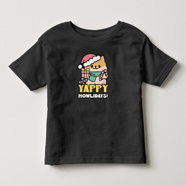 Niedlicher Weihnachtshund - Yappy Howlidays Kleinkind T-shirt (Vorderseite)