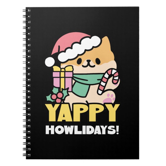 Niedlicher Weihnachtshund - Yappy Howlidays Notizblock (Vorderseite)