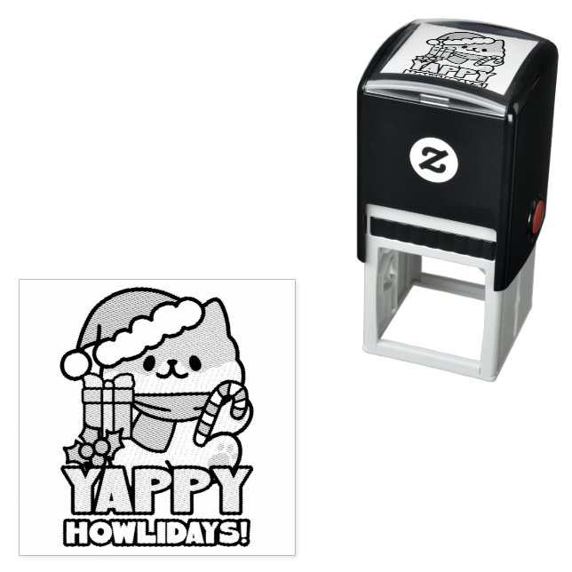 Niedlicher Weihnachtshund - Yappy Howlidays Permastempel (Beispiel)