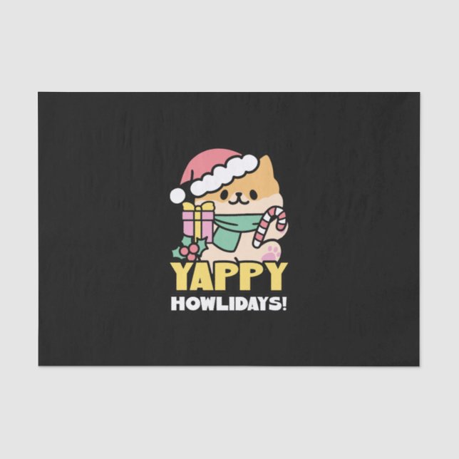 Niedlicher Weihnachtshund - Yappy Howlidays Seidenpapier (Vorderseite)