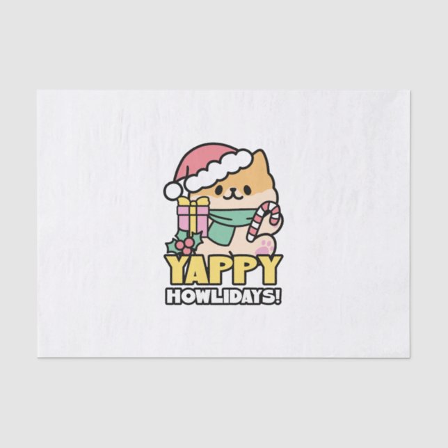 Niedlicher Weihnachtshund - Yappy Howlidays Seidenpapier (Vorderseite)