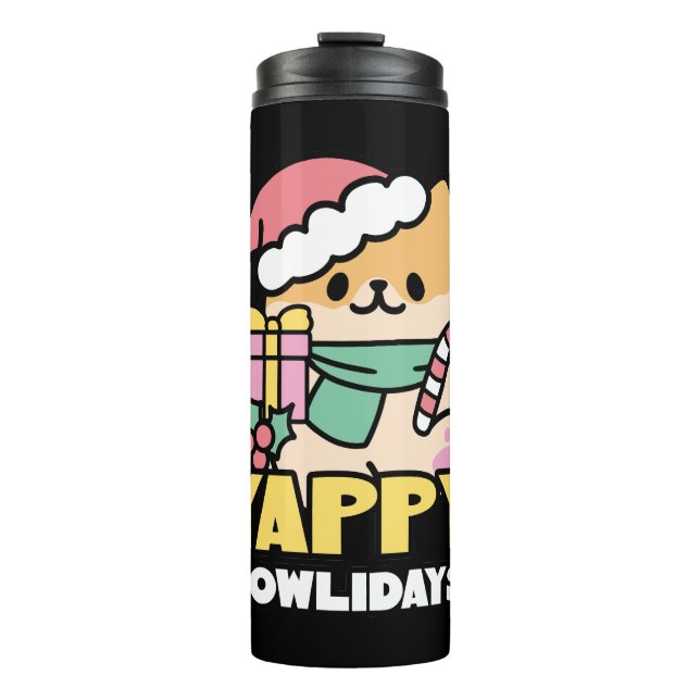 Niedlicher Weihnachtshund - Yappy Howlidays Thermosbecher (Vorderseite)