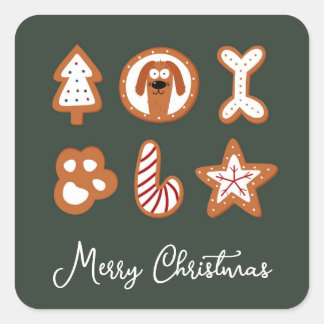 Niedlicher Weihnachtshund Zucker-Cookies Quadratischer Aufkleber