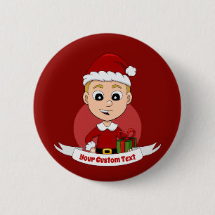 Niedlicher Weihnachtsjunge Cartoon Button