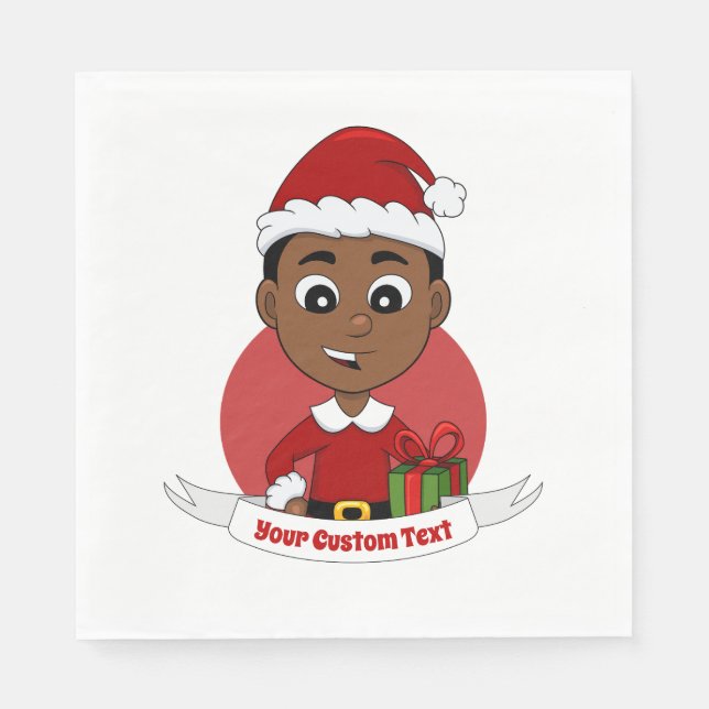 Niedlicher Weihnachtsjunge Cartoon Napkins Serviette (Vorderseite)