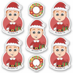 Niedlicher Weihnachtsjunge mit Ingwerhaar Aufkleber
