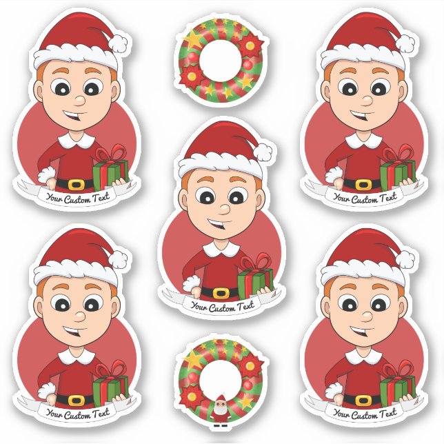 Niedlicher Weihnachtsjunge mit Ingwerhaar Aufkleber (Vorderseite)