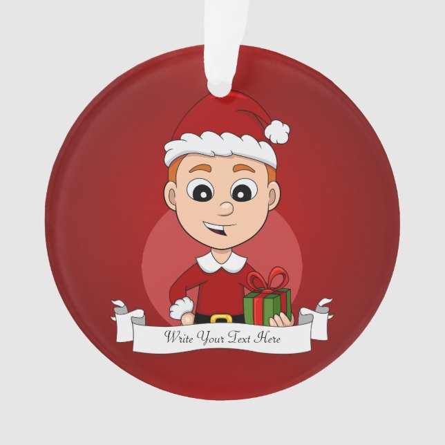 Niedlicher Weihnachtsjunge mit Ingwerhaar Ornament (Vorderseite)