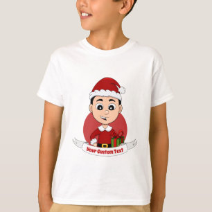 Niedlicher Weihnachtsjunge mit schwarzem Haar T-Shirt