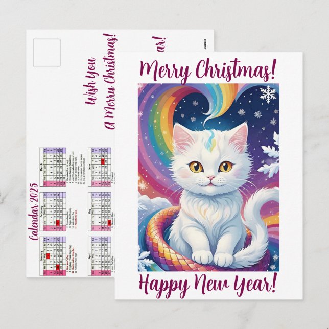Niedlicher Weihnachtskalender 2025 Personalisiert Feiertagspostkarte (Vorne/Hinten)