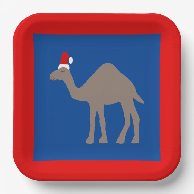 Niedlicher Weihnachtskamel Pappteller (Vorderseite)