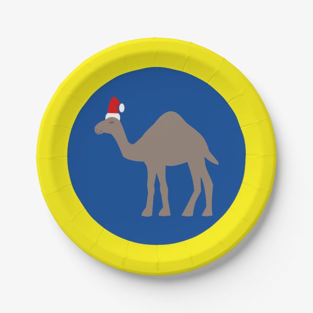 Niedlicher Weihnachtskamel Pappteller (Vorderseite)