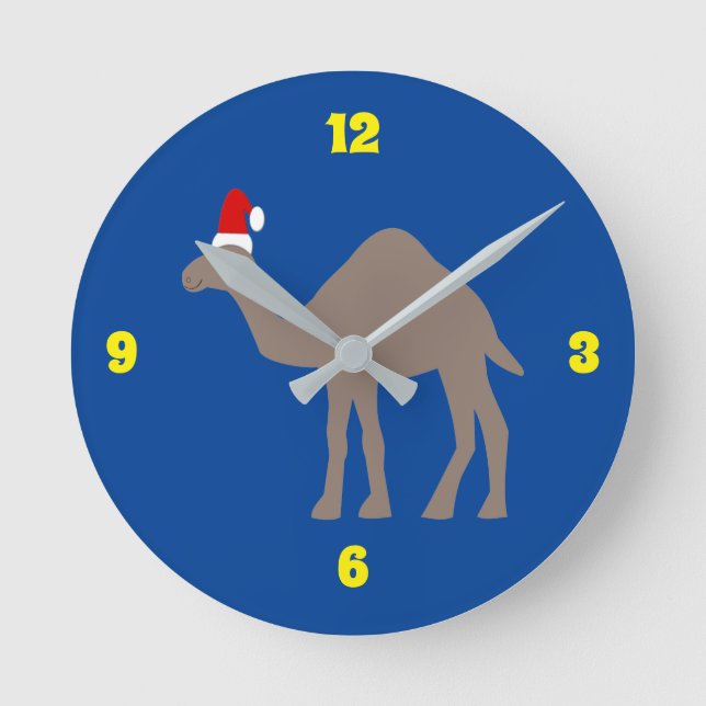 Niedlicher Weihnachtskamel Runde Wanduhr (Vorderseite)