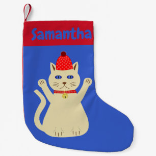 Niedlicher WeihnachtskatzenIndividuelle Name Kleiner Weihnachtsstrumpf