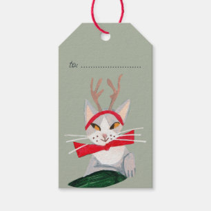 Niedlicher Weihnachtskatzenrentierurlaub Geschenkanhänger