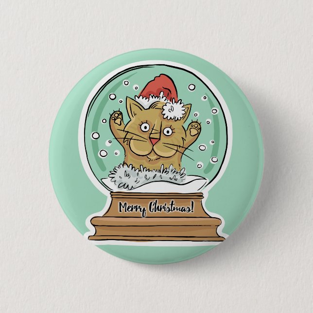 Niedlicher Weihnachtskatzknopf Button (Vorderseite)