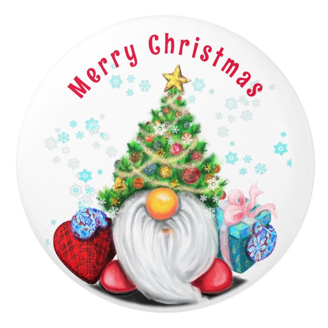 Niedlicher Weihnachtsknochen Keramikknauf (Vorderseite)