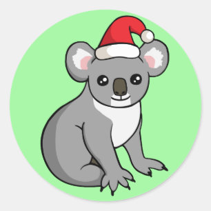 Niedlicher Weihnachtskoala in der Runder Aufkleber